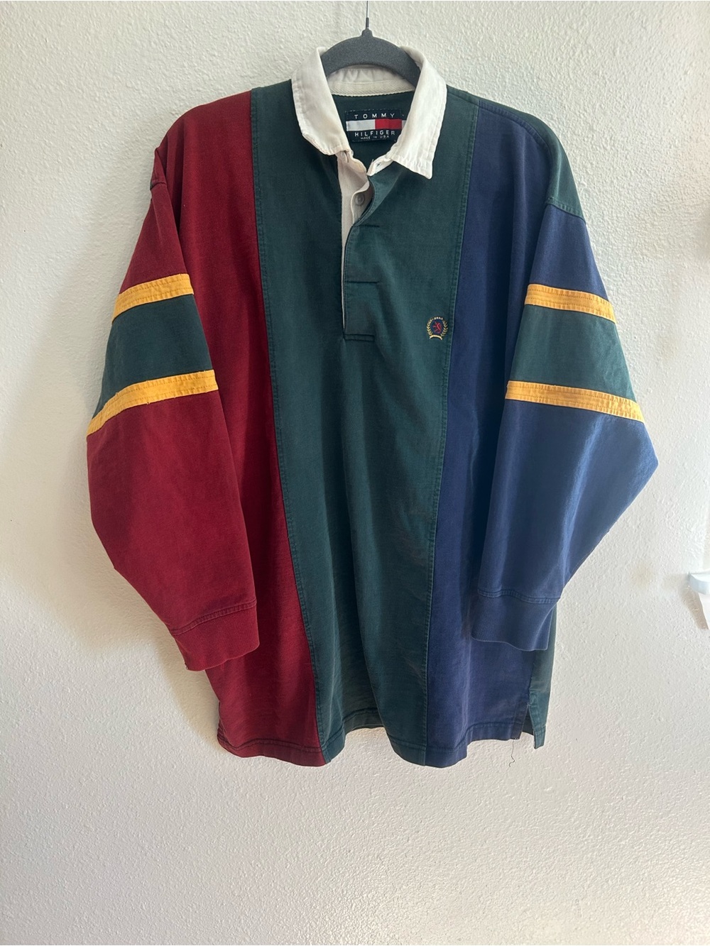 Vintage 90s Tommy Hilfiger Made In USA Polo Rugby Long Sleeve Mens Size L